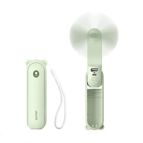 JISULIFE F8 3-in-1 Mini Foldable Fan with Flashlight & Power Bank 4800mAh