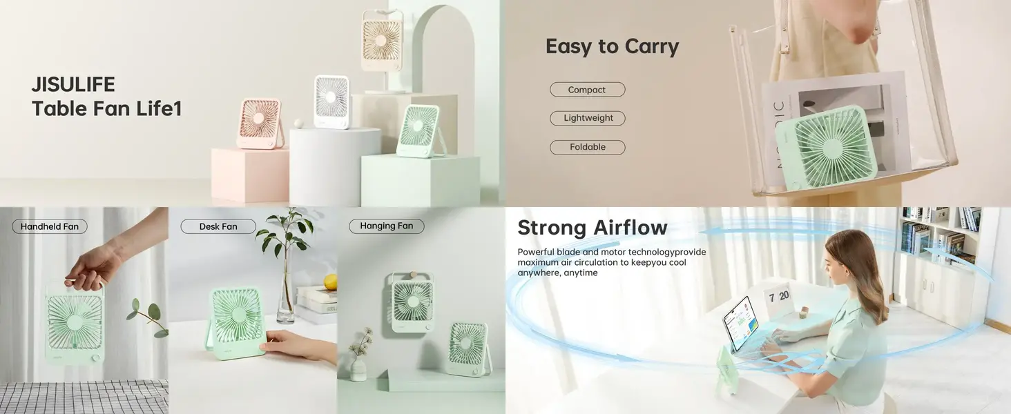 JISULIFE FA26 rechargeable ultra slim table fan for desk use in Bangladesh