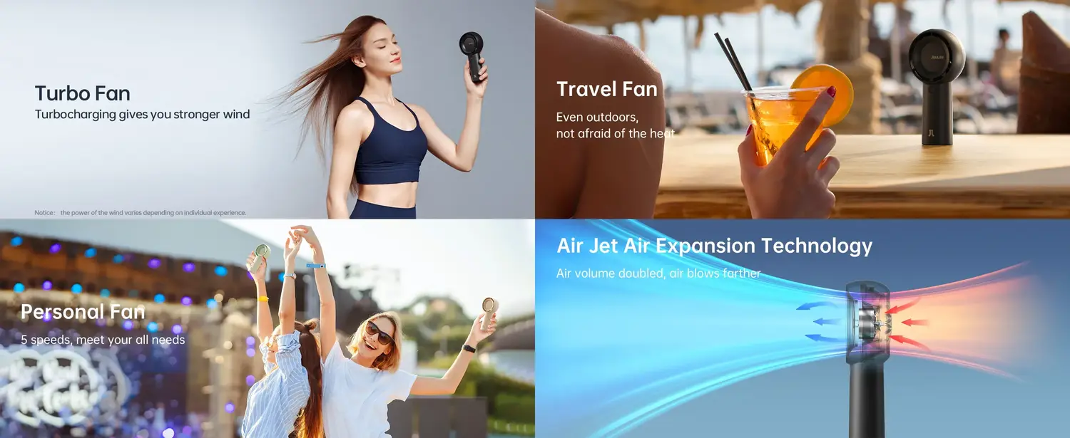 JISULIFE Portable Handheld Turbo Fan Life5 Plus for travel, office, outdoor and summer cooling comfort
