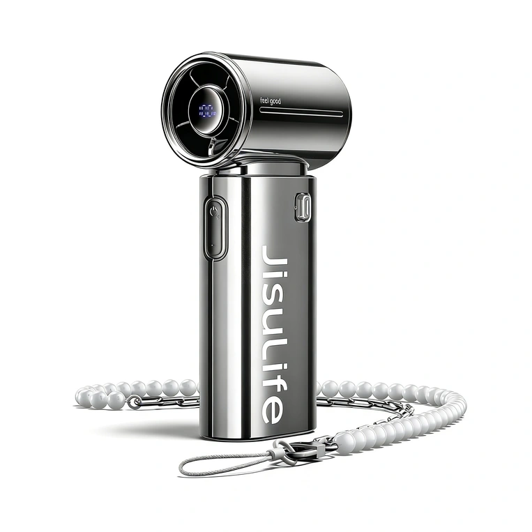 JISULIFE Handheld Fan Life9S Chrome – 27,000 RPM Turbo Portable Fan