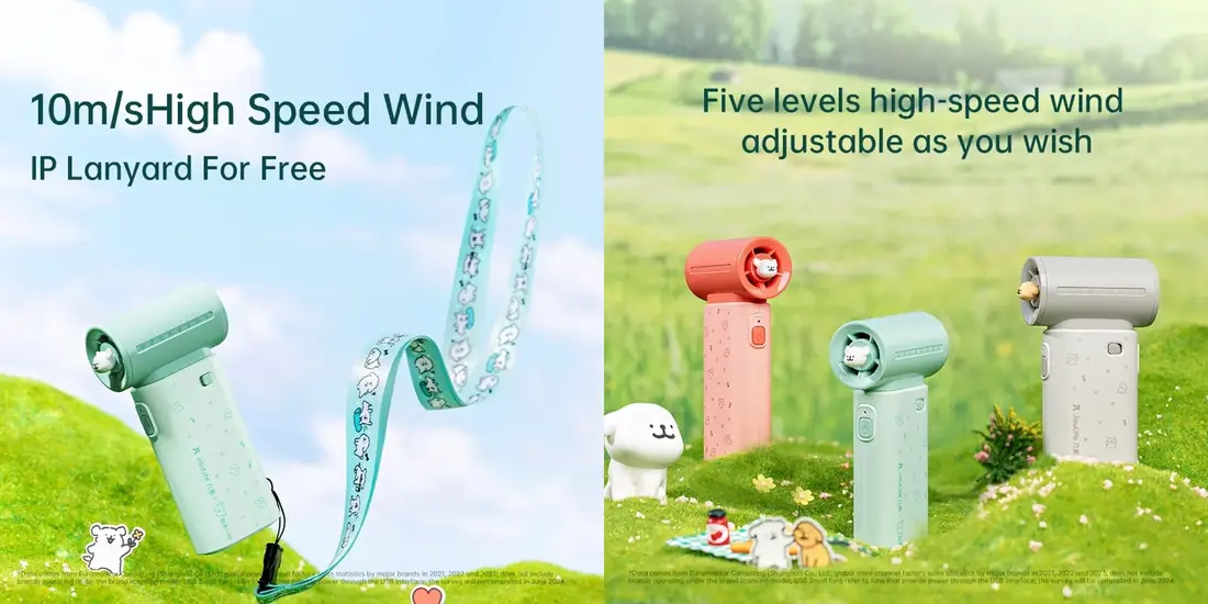 JISULIFE Life9 Maltese Series ultra mini pocket size handheld fan with 5000mAh battery